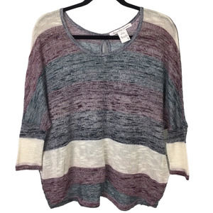 American Rag Women's Striped Scoop Neck Semi Sheer Dolman Sleeve Sweater S
